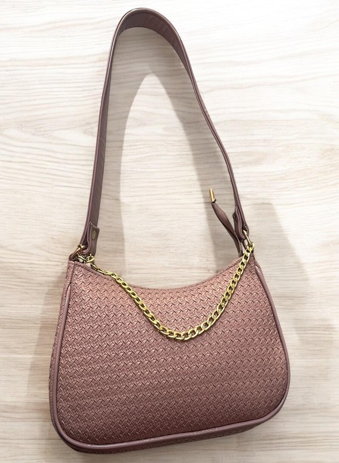 Purse Pulse Women's Fashion Shoulder Bag Hand Bag, Stylish Ladies Canvas Handbag, Zip Pocket, for Office, Travel, College (OLD ROSE) - Image 5
